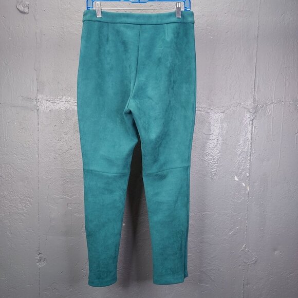 Anthropologie Avec Les Filles Pants Small Arden Slim Faux Suede Green Zip Ankle - Picture 9 of 16